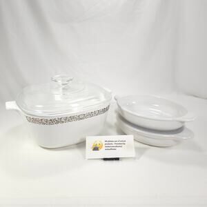 Corning Ware Filigree Bundle P-440-B  Casserole Dish w/ Lid 2 #P-14-B Grab It